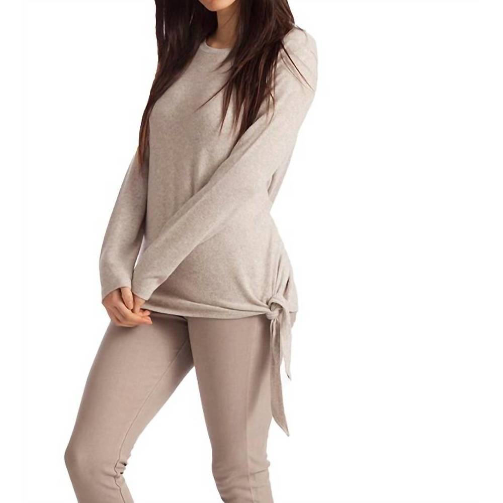 NEW FRENCH KYSS ellie side tie kashmira sweater in oatmeal